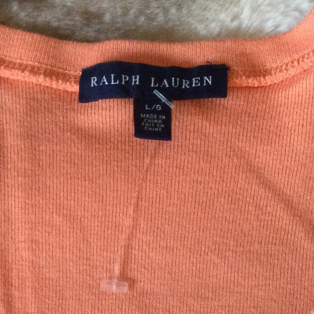 🆕 Ralph Lauren Peach V-Neck T-Shirt 👚🍑 - Picture 6 of 9